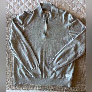 Five Four Los Angeles 100% Cotton Gray Quarter-Zip Pullover Sweater | Men Large